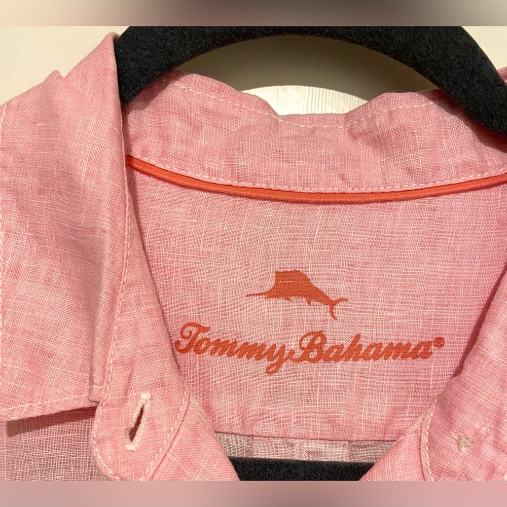 Tommy Bahama Pink Linen Button Down Shirt Relaxed Fit S - Picture 5 of 6